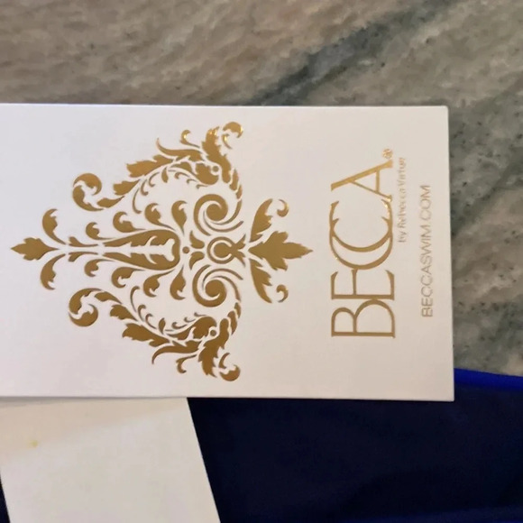 Becca navy striped bikini bottom size medium - Picture 3 of 12